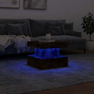 Konferenční stolek s LED osvětlením kouřový dub 50 x 50 x 40 cm - obrázek 5