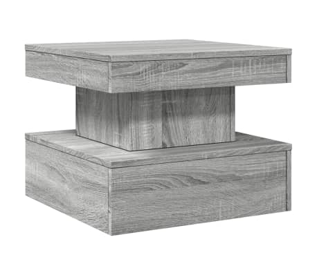 vidaXL szürke sonoma színű dohányzóasztal LED-lámpákkal 50x50x40 cm