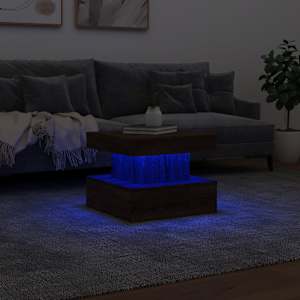 Konferenční stolek s LED osvětlením hnědý dub 50 x 50 x 40 cm - obrázek 5