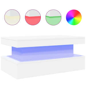 Konferenční stolek s LED osvětlením bílý 90 x 50 x 40 cm - obrázek 2