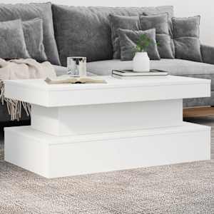 Konferenční stolek s LED osvětlením bílý 90 x 50 x 40 cm - obrázek 1