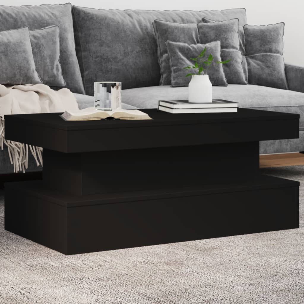 vidaXL Coffee Table with LED Lights Black 90x50x40 cm