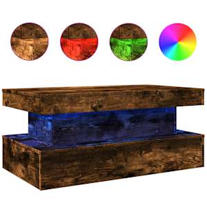 Konferenční stolek s LED osvětlením kouřový dub 90 x 50 x 40 cm - obrázek 2