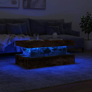 Konferenční stolek s LED osvětlením kouřový dub 90 x 50 x 40 cm - obrázek 5