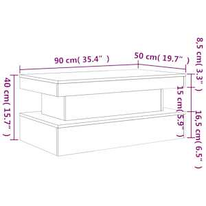 Konferenční stolek s LED osvětlením hnědý dub 90 x 50 x 40 cm - obrázek 15