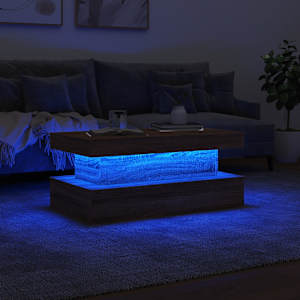 Konferenční stolek s LED osvětlením hnědý dub 90 x 50 x 40 cm - obrázek 5