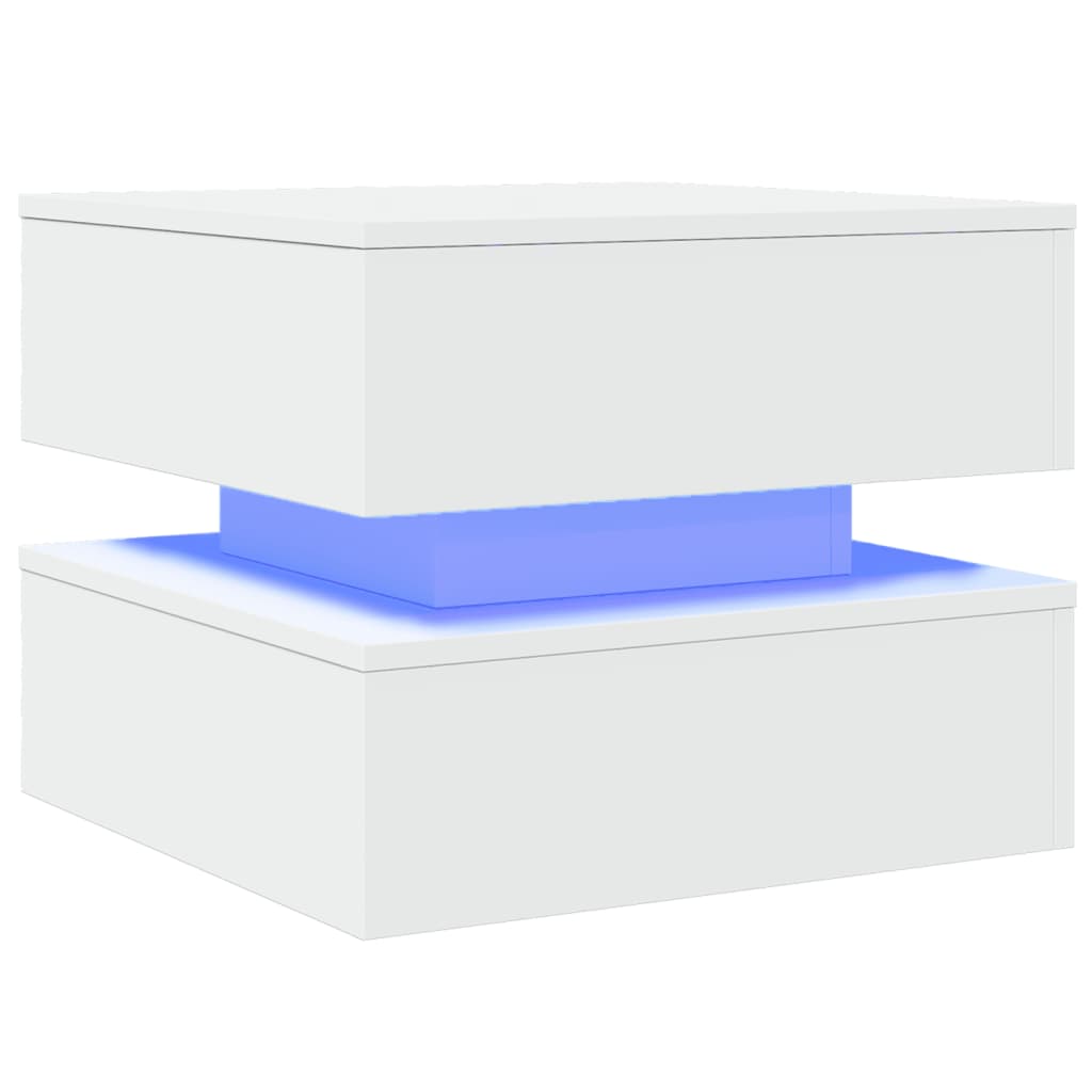 Thumbnail - vidaXL Couchtisch mit LED-Leuchten Weiß 50x50x40 cm