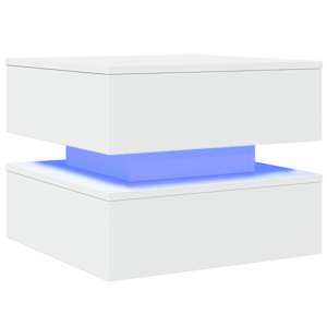 Konferenční stolek s LED osvětlením bílý 50 x 50 x 40 cm - obrázek 3