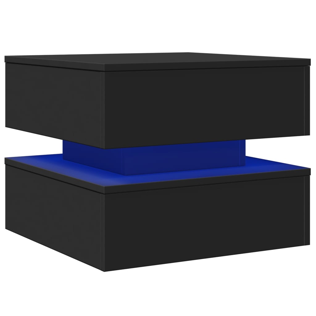 Thumbnail - vidaXL Couchtisch mit LED-Leuchten Schwarz 50x50x40 cm