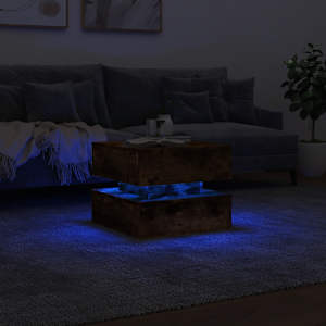 Konferenční stolek s LED osvětlením kouřový dub 50 x 50 x 40 cm - obrázek 5