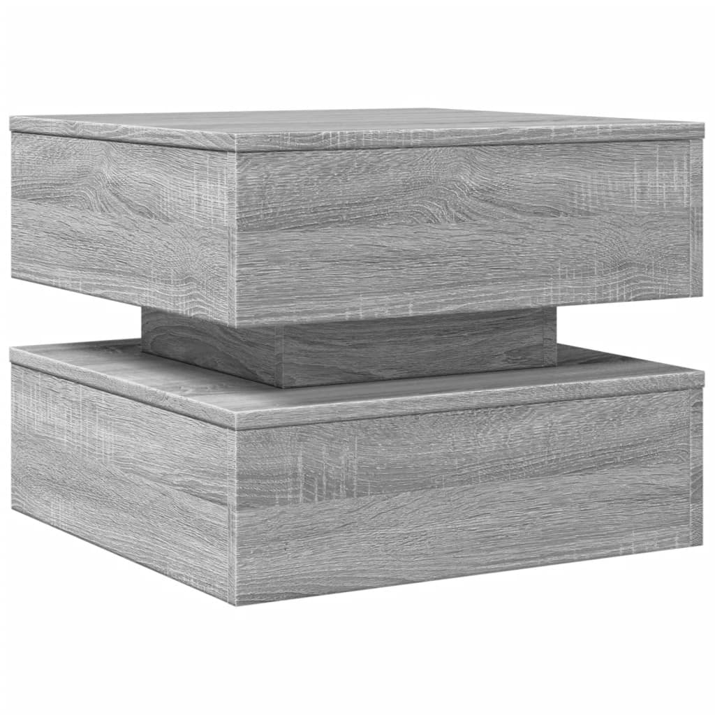 vidaXL Salontafel met LED-verlichting 50x50x40 cm grijs sonoma eiken afbeelding