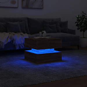 Konferenční stolek s LED osvětlením hnědý dub 50 x 50 x 40 cm - obrázek 5
