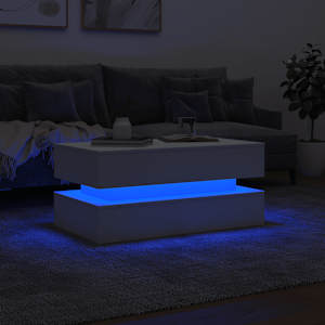 Konferenční stolek s LED osvětlením bílý 90 x 50 x 40 cm - obrázek 5