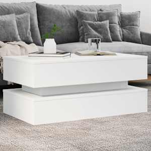 Konferenční stolek s LED osvětlením bílý 90 x 50 x 40 cm - obrázek 1
