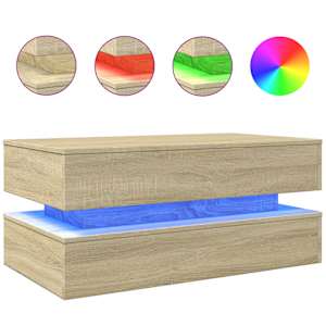 Konferenční stolek s LED osvětlením dub sonoma 90 x 50 x 40 cm - obrázek 2