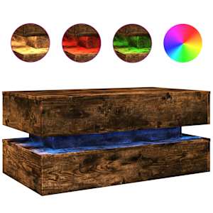Konferenční stolek s LED osvětlením kouřový dub 90 x 50 x 40 cm - obrázek 2
