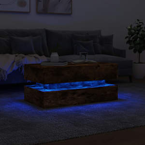 Konferenční stolek s LED osvětlením kouřový dub 90 x 50 x 40 cm - obrázek 5