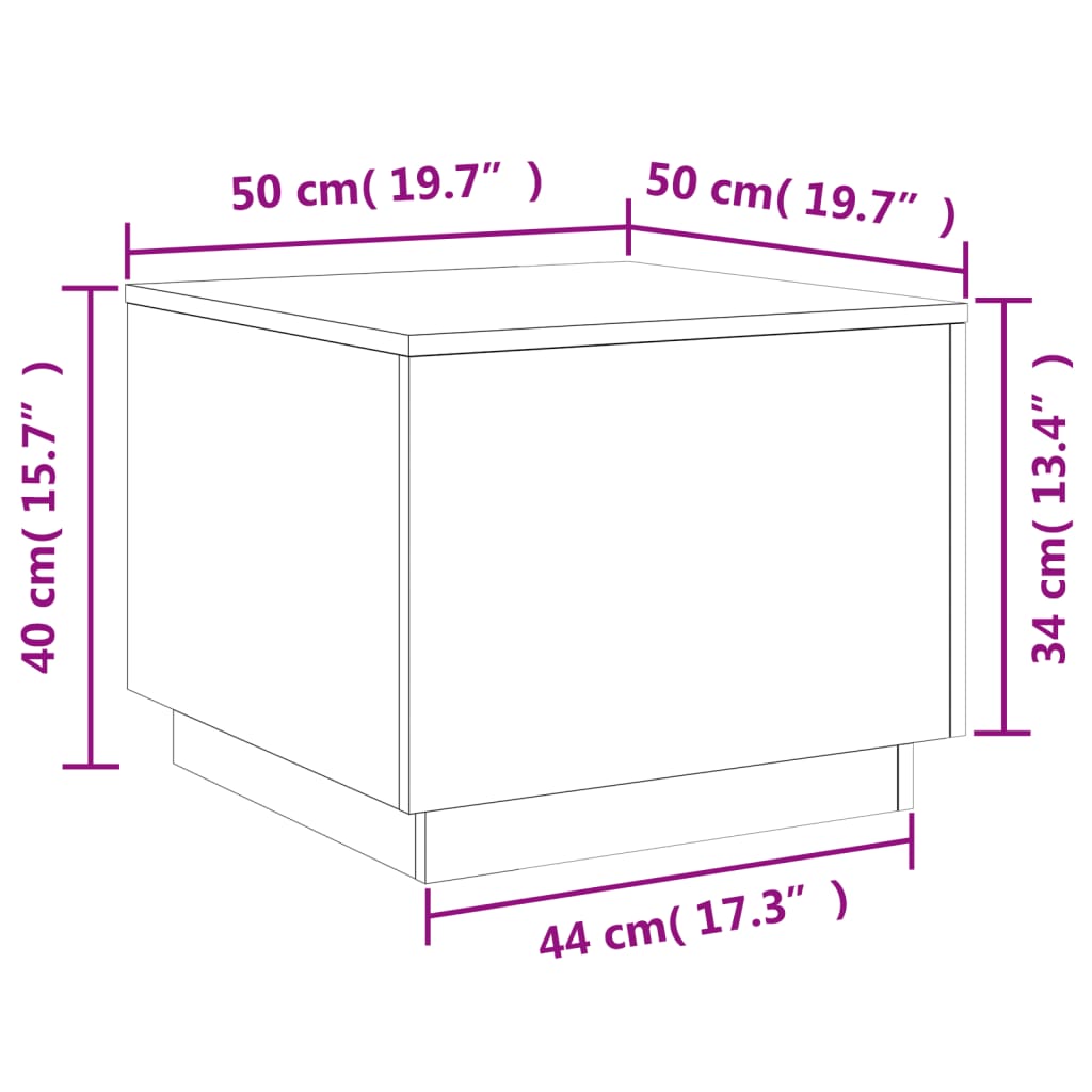 Konferenční stolek s LED osvětlením bílý 50 x 50 x 40 cm - obrázek 15