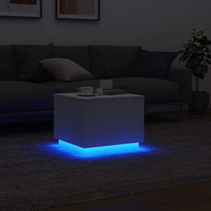 Konferenční stolek s LED osvětlením bílý 50 x 50 x 40 cm - obrázek 5