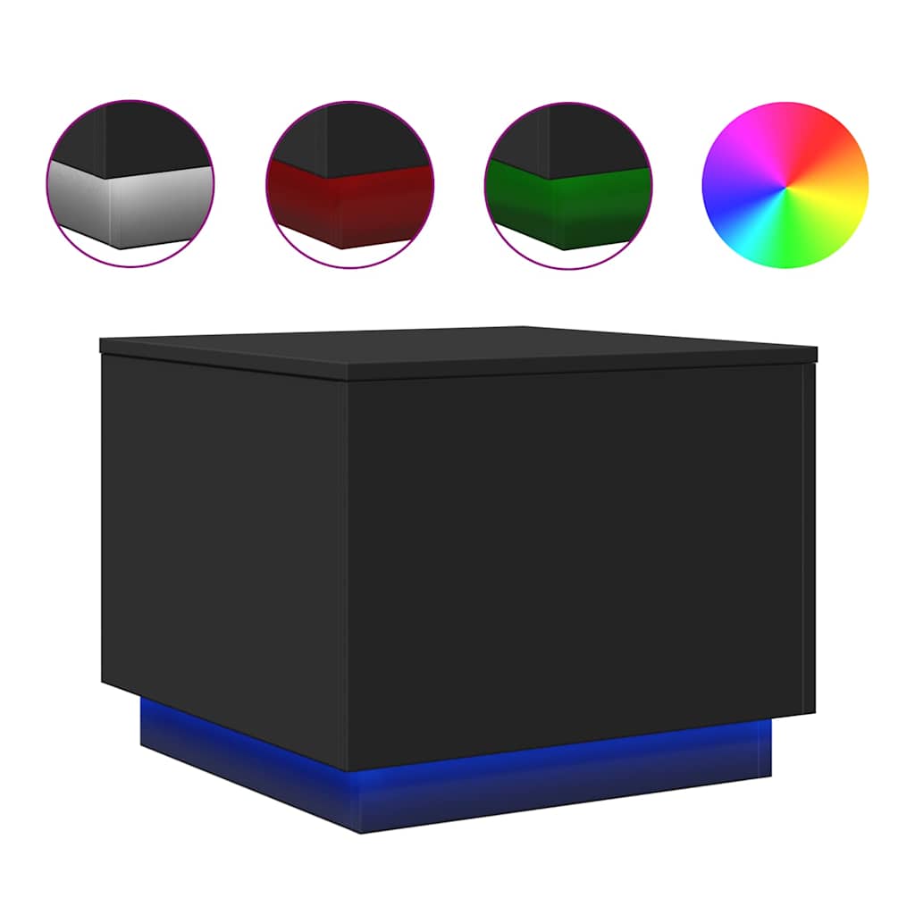 Thumbnail - vidaXL Couchtisch mit LED-Leuchten Schwarz 50x50x40 cm