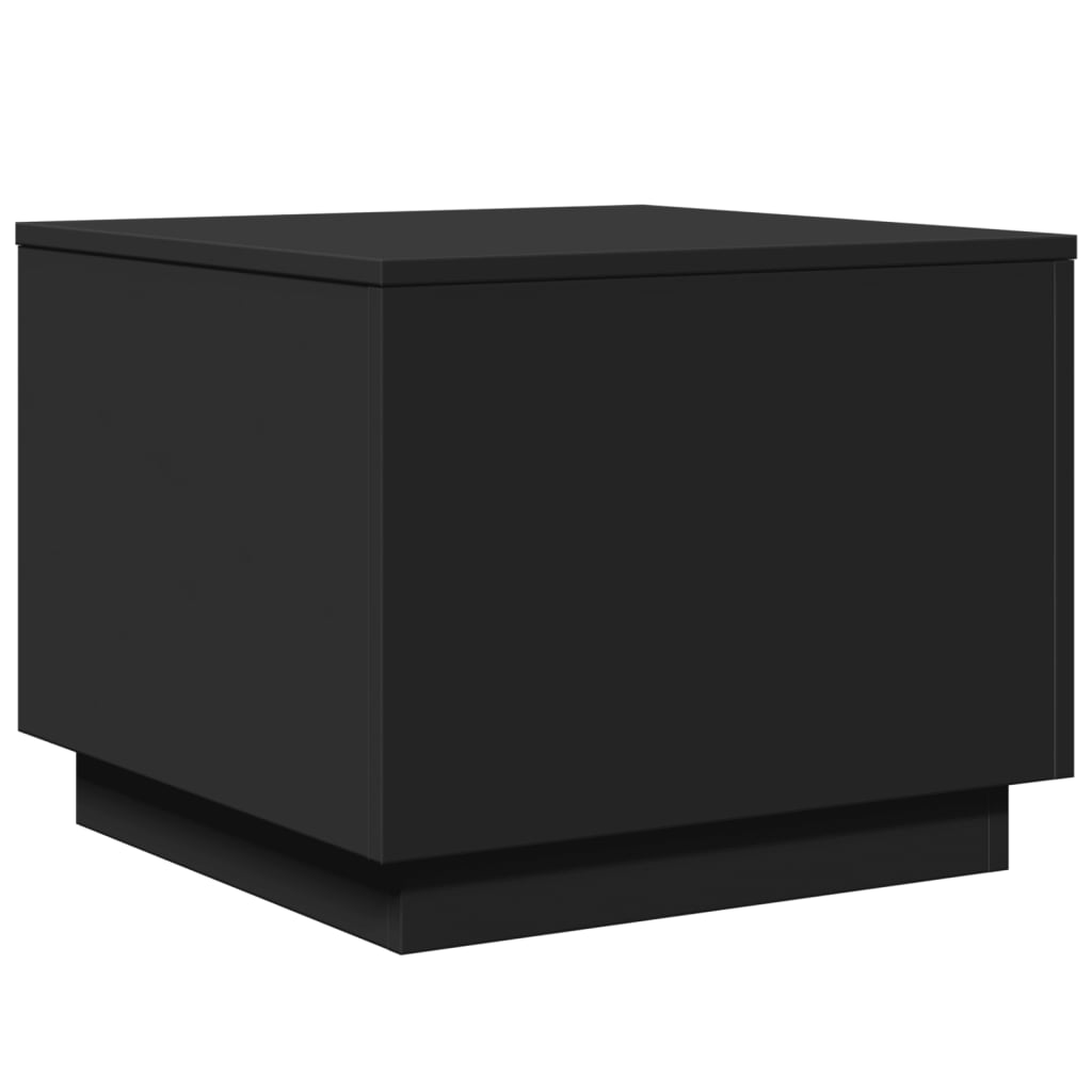vidaXL fekete dohányzóasztal LED-lámpákkal 50 x 50 x 40 cm