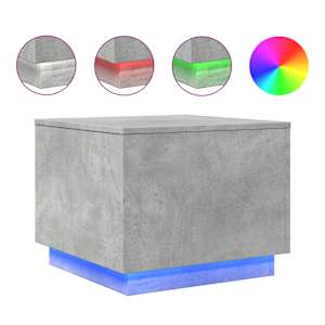 Konferenční stolek s LED osvětlením betonově šedý 50x50x40 cm - obrázek 2