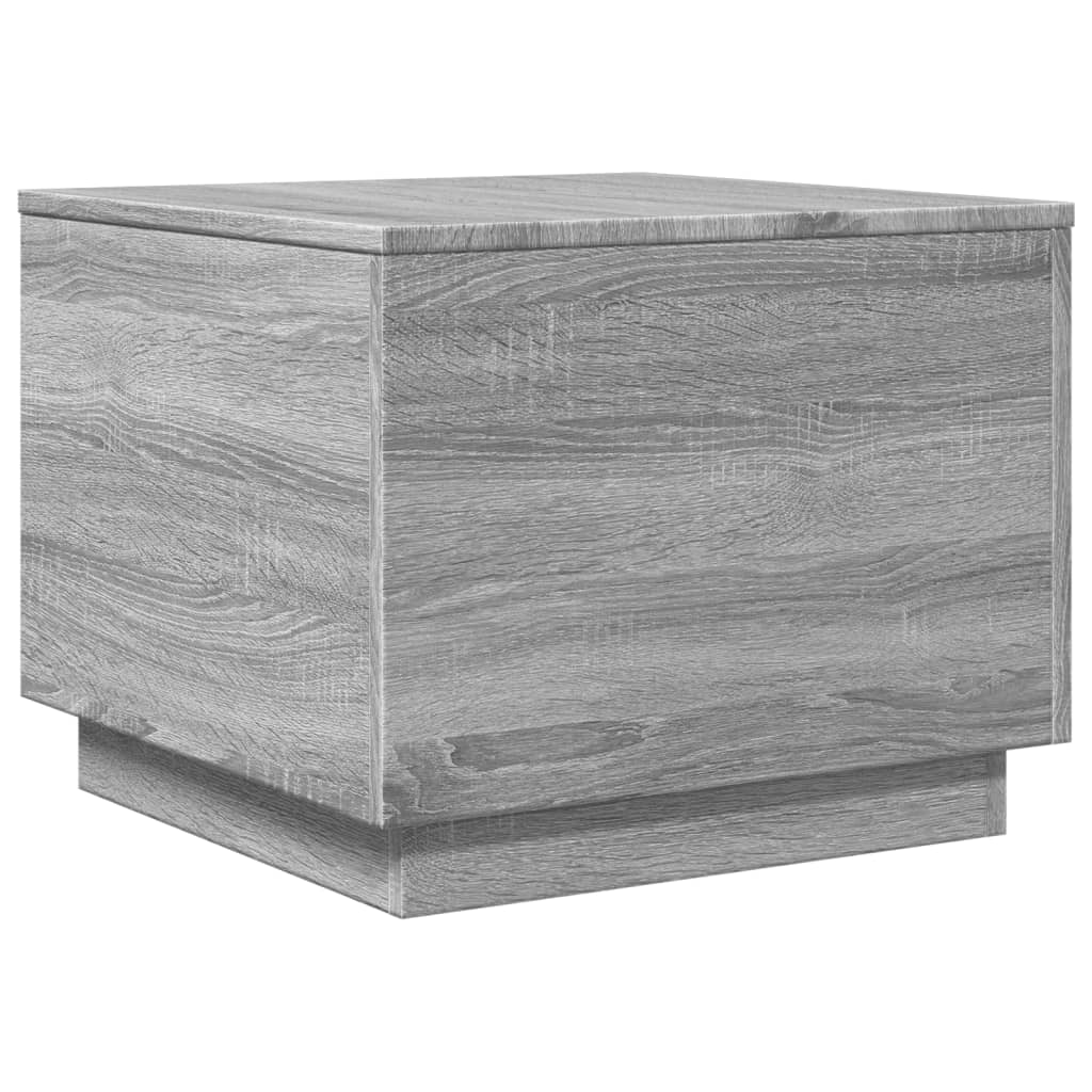 vidaXL Salontafel met LED-verlichting 50x50x40 cm grijs sonoma eiken afbeelding