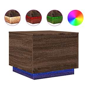 vidaXL kohvilaud LED-tuledega, pruun tamm, 50 x 50 x 40 cm