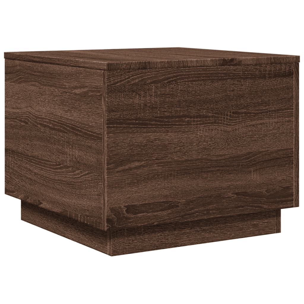 vidaXL Salontafel met LED-verlichting 50x50x40 cm bruin eikenkleur afbeelding