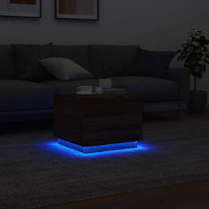 Konferenční stolek s LED osvětlením hnědý dub 50 x 50 x 40 cm - obrázek 5