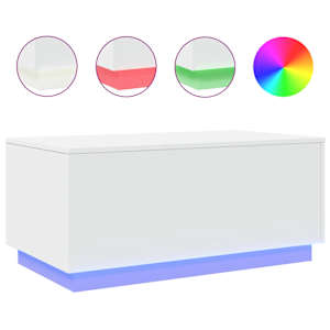 Konferenční stolek s LED osvětlením bílý 90 x 50 x 40 cm - obrázek 2