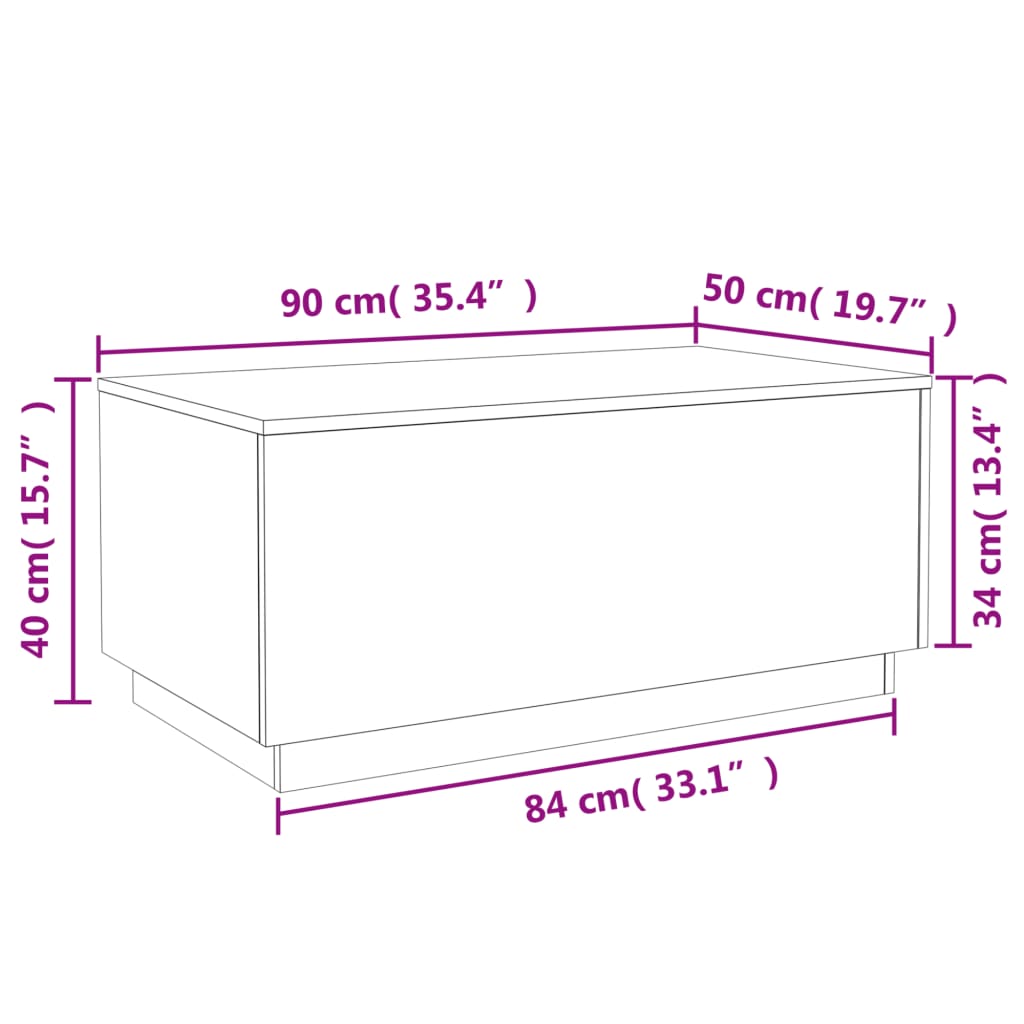 Konferenční stolek s LED osvětlením bílý 90 x 50 x 40 cm - obrázek 15