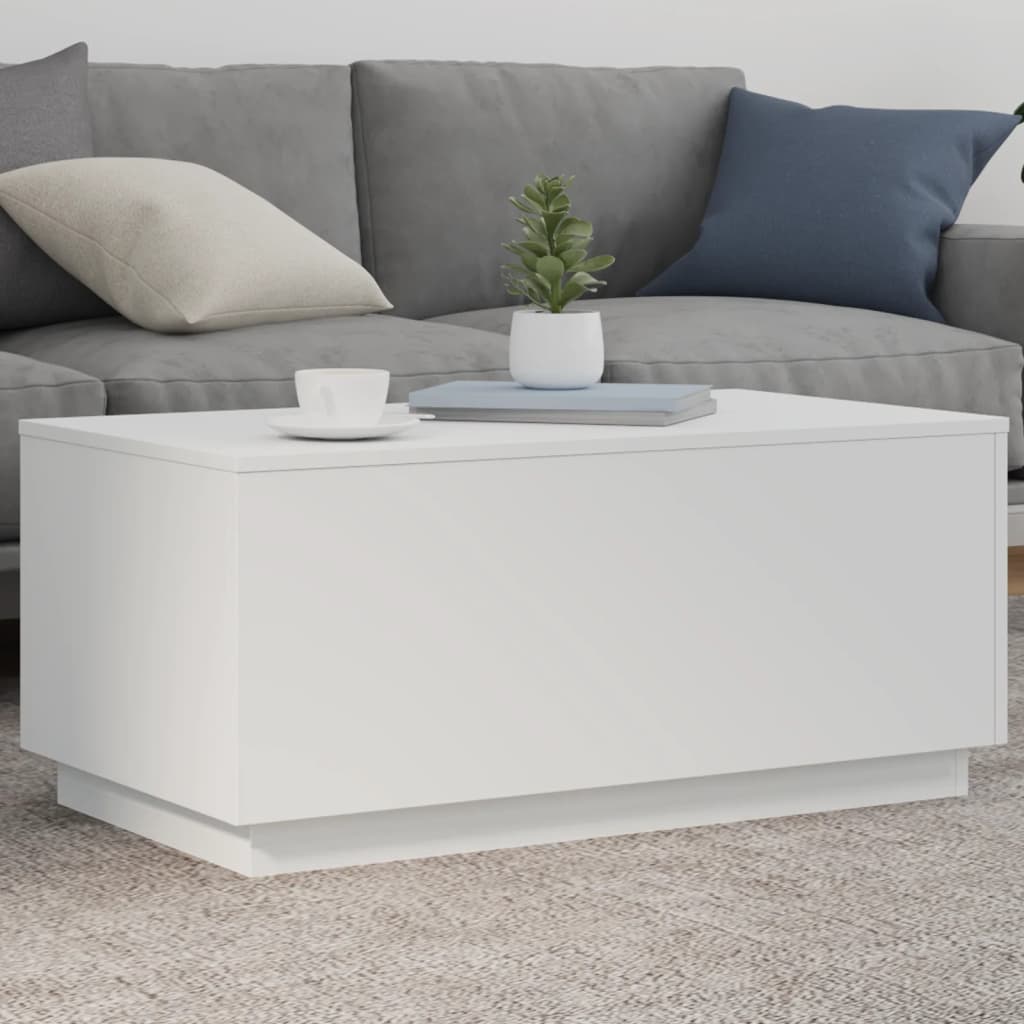 vidaXL Coffee Table with LED Lights White 90x50x40 cm