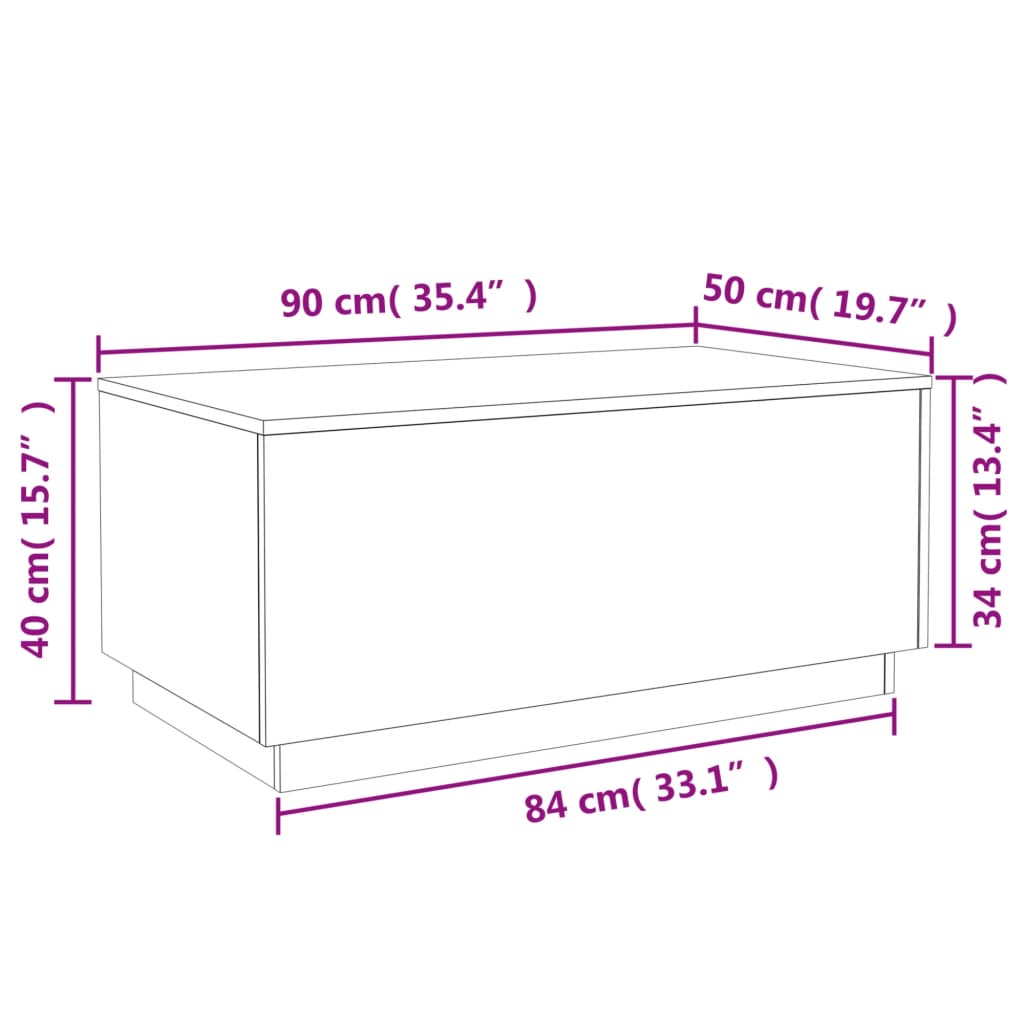 Konferenční stolek s LED osvětlením dub sonoma 90 x 50 x 40 cm - obrázek 15
