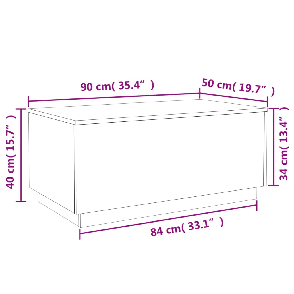 Konferenční stolek s LED osvětlením hnědý dub 90 x 50 x 40 cm - obrázek 15