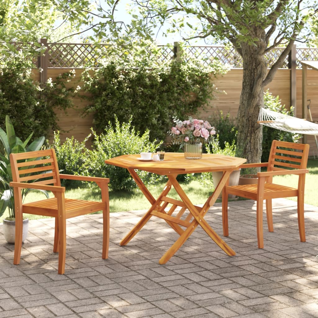 vidaXL Masă de grădină pliabilă, Ø110x75 cm, lemn masiv acacia