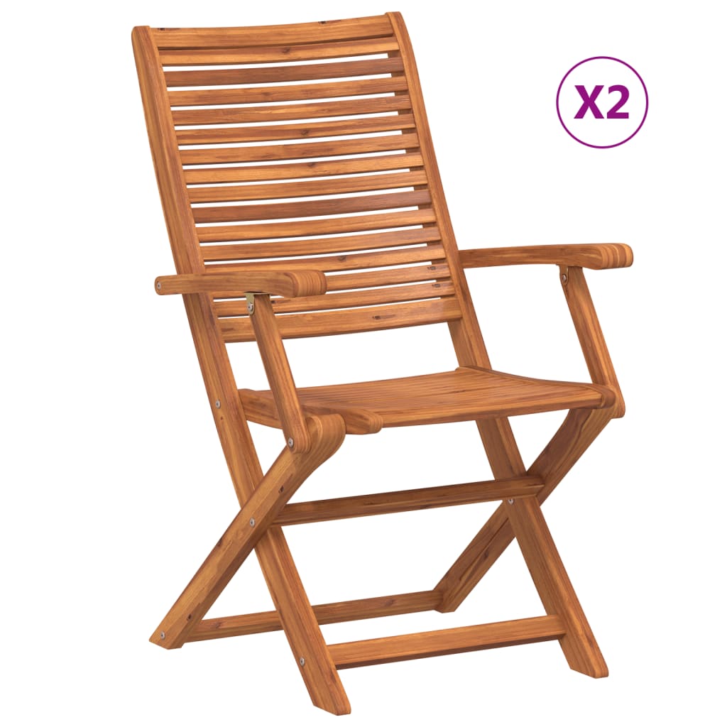 vidaXL Skládací zahradní židle s područkou 2 ks masivní akácie