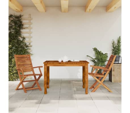 vidaXL Folding Garden Chair Set of 2 Brown Solid acacia wood