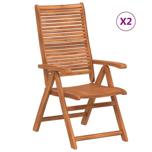 vidaXL Kokkupandavad lamamistoolid 2 tk, t&auml;ispuidust, akaatsia