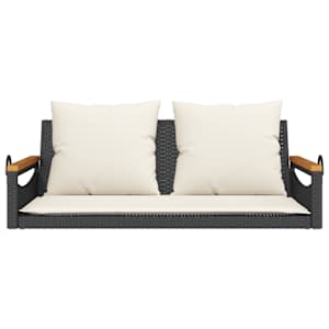 Houpací lavice s poduškami černá 109 x 62 x 40 cm polyratan - obrázek 4