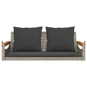 Houpací lavice s poduškami šedá 109 x 62 x 40 cm polyratan - obrázek 4