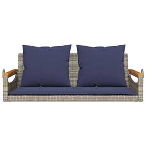 Houpací lavice s poduškami šedá 109 x 62 x 40 cm polyratan - obrázek 4
