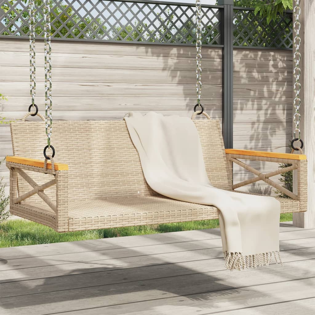 vidaXL Hängebank Beige 109x62x40 cm Poly Rattan