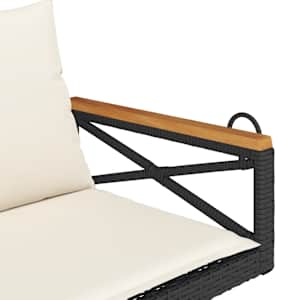 Houpací lavice s poduškami černá 109 x 62 x 40 cm polyratan - obrázek 7