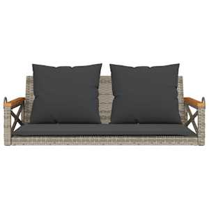Houpací lavice s poduškami šedá 109 x 62 x 40 cm polyratan - obrázek 4