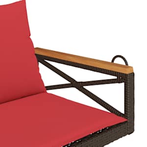Houpací lavice s poduškami hnědá 109 x 62 x 40 cm polyratan - obrázek 7