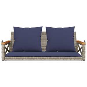 Houpací lavice s poduškami šedá 109 x 62 x 40 cm polyratan - obrázek 4