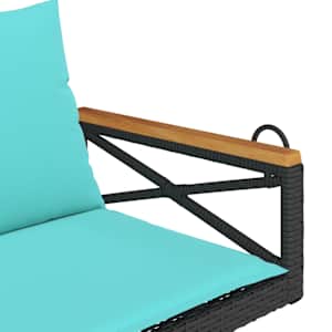 Houpací lavice s poduškami černá 109 x 62 x 40 cm polyratan - obrázek 7