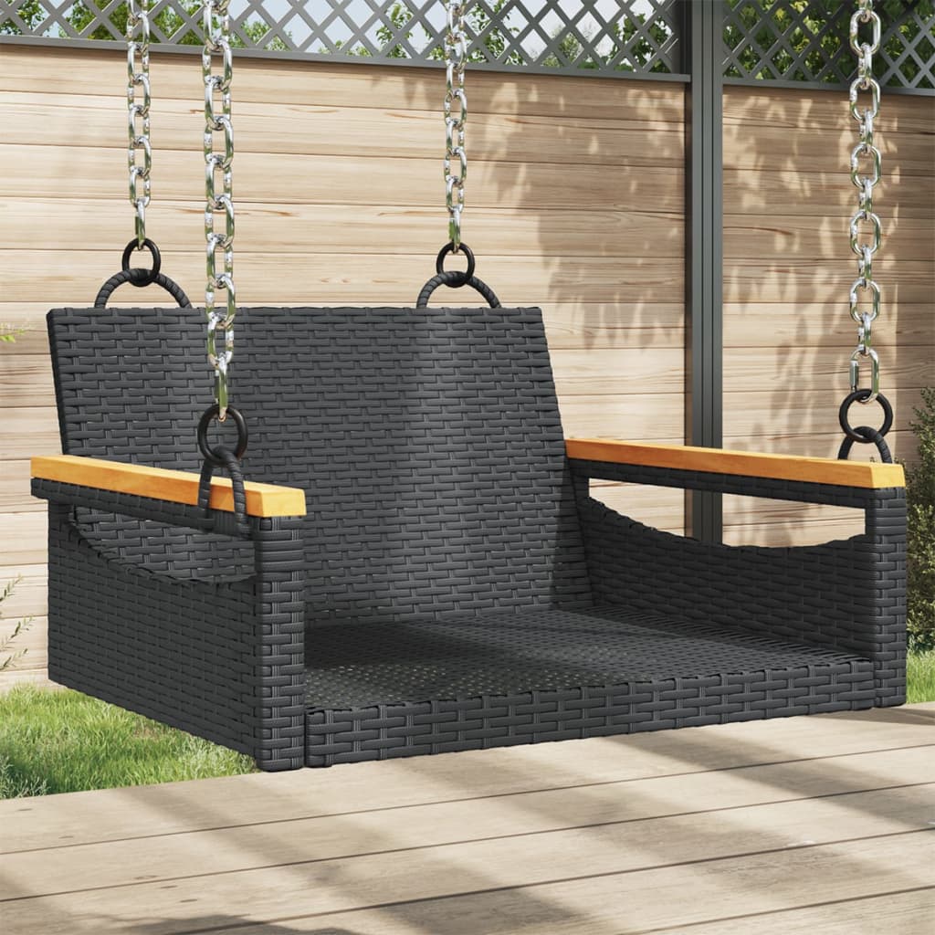 vidaXL Swing Bench Black 63x62x40 cm Poly Rattan