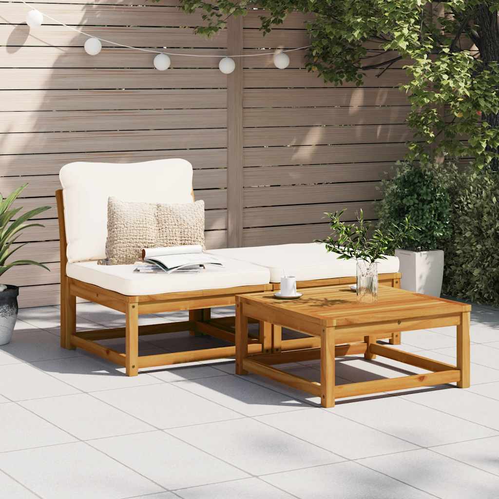 vidaXL Set mobilier de grădină cu perne, 3 piese, lemn masiv acacia